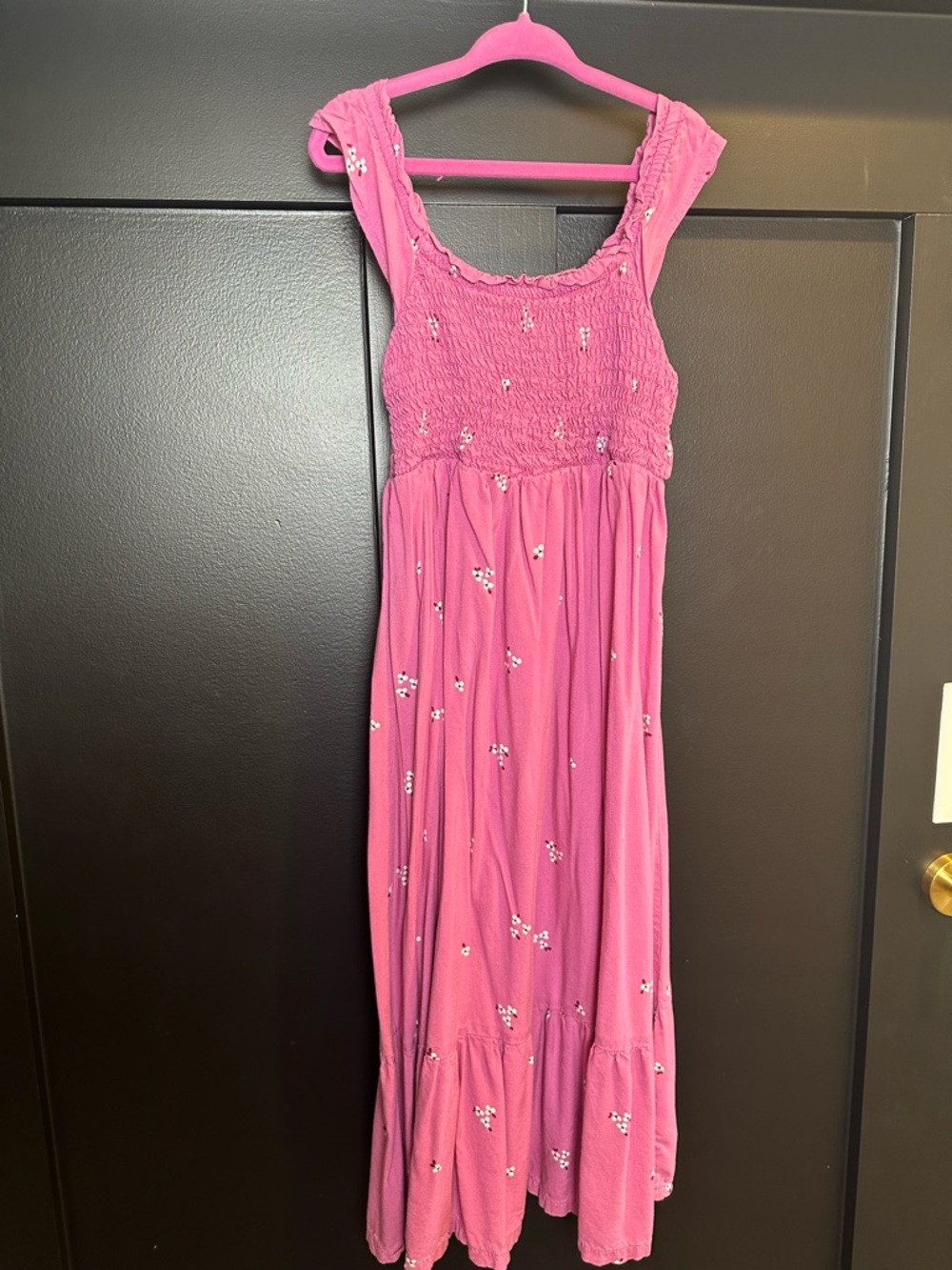 Cat & Jack Girls Pink Floral Smocked Maxi Dress B2